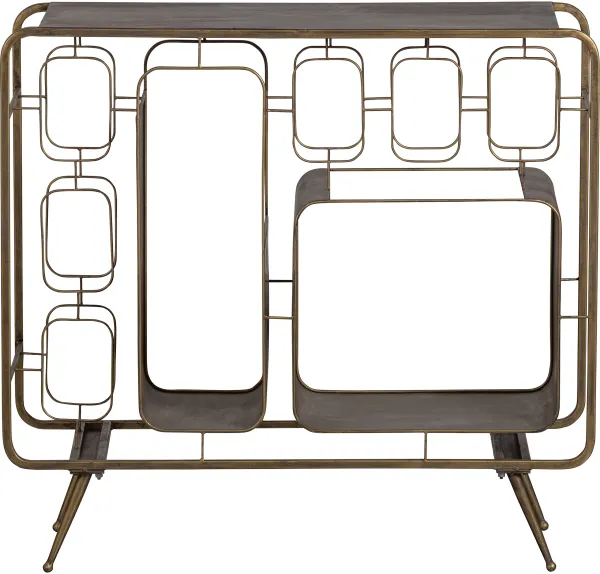 BEPUREHOME Collection wine rack, space for 8 wine bottles - antique brass iron (H:80.5)
